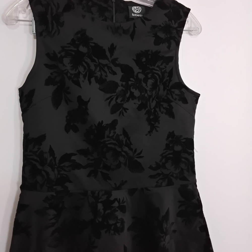 bobeau Black Floral Burnout Top